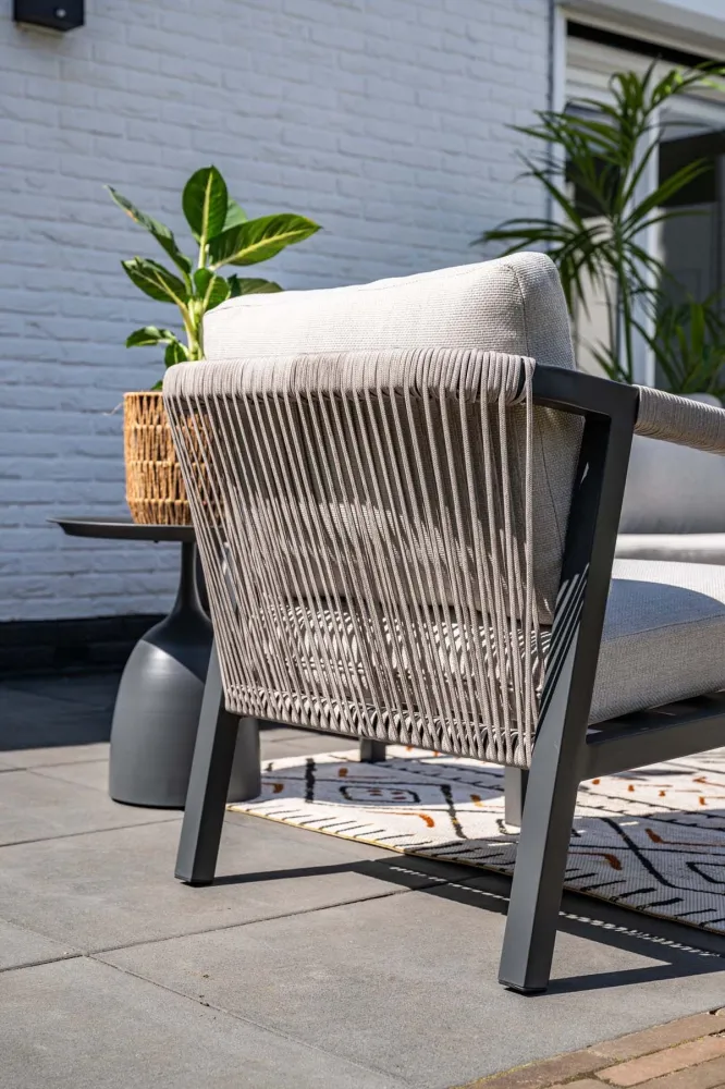 Monti loungeset - 4-dlg. - carbon black - rope taupe - valley sand Garden Impressions