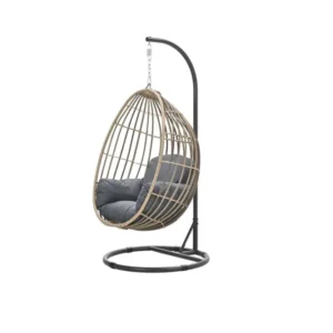Panama hangstoel - eivorm - carbon black - natural rotan - mystic grey Garden Impressions