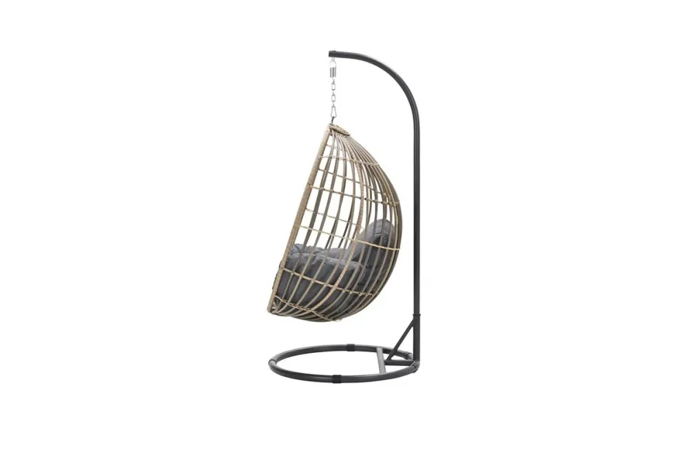 Panama hangstoel - eivorm - carbon black - natural rotan - mystic grey Garden Impressions