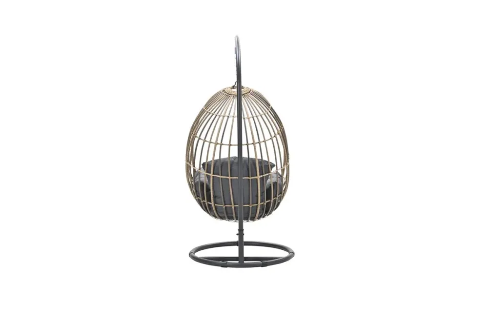Panama hangstoel - eivorm - carbon black - natural rotan - mystic grey Garden Impressions