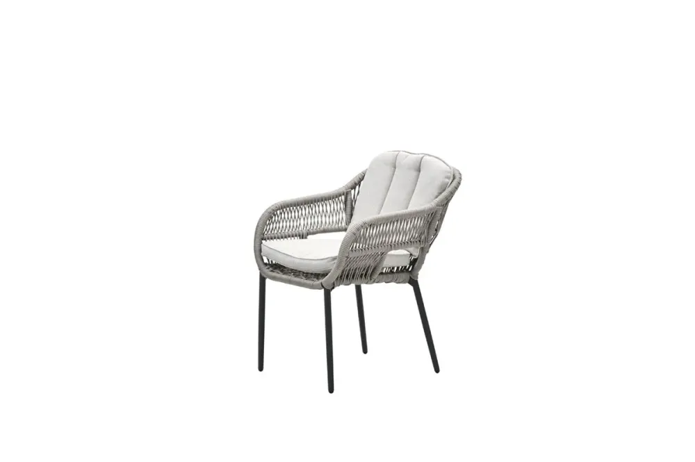Pescara dining fauteuil - carbon black - rope taupe - desert sand Garden Impressions