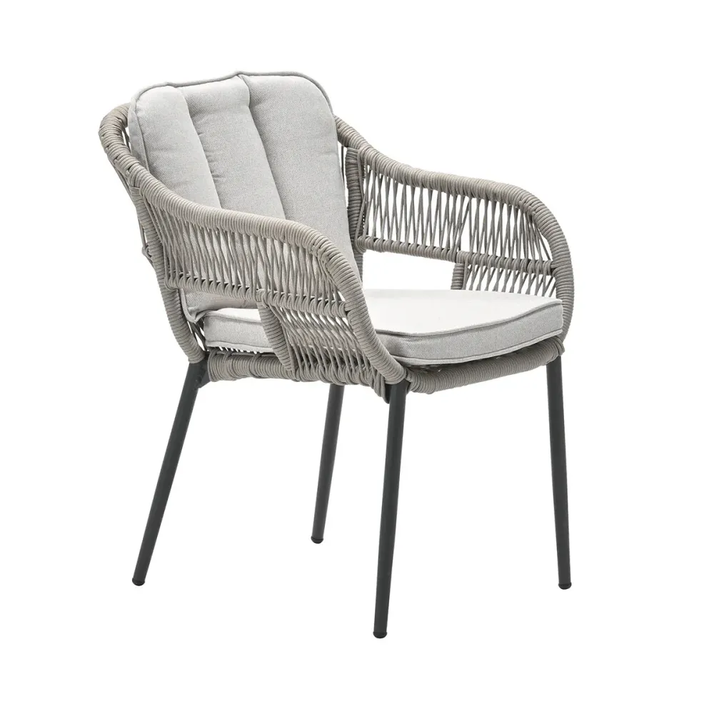 Pescara dining fauteuil - carbon black - rope taupe - desert sand Garden Impressions