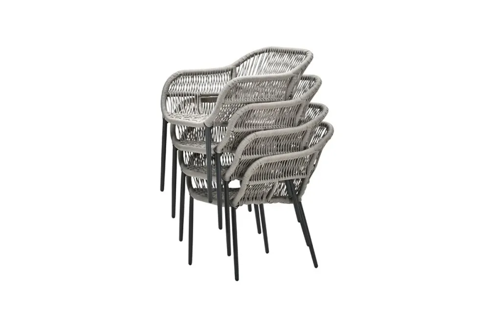 Pescara dining fauteuil - carbon black - rope taupe - desert sand Garden Impressions