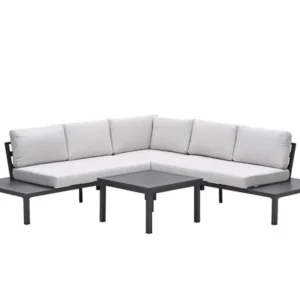 Prinos loungeset - 4-delig - carbon black - valley sand Garden Impressions