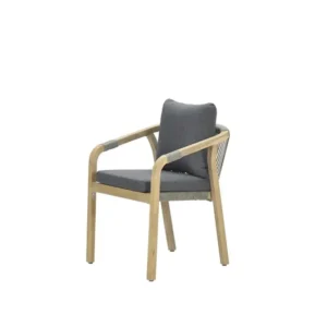 Santos dining fauteuil - acaciahout white wash-rope dgrijs-mystic grey Garden Impressions
