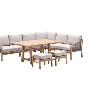 Santos lounge-diningset - 5-dlg.-rechts-acaciahout met white wash-sand Garden Impressions