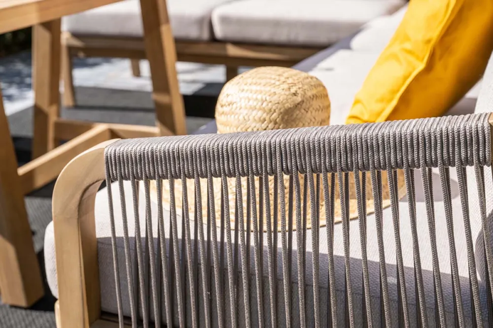 Santos lounge-diningset - 5-dlg.-rechts-acaciahout met white wash-sand Garden Impressions