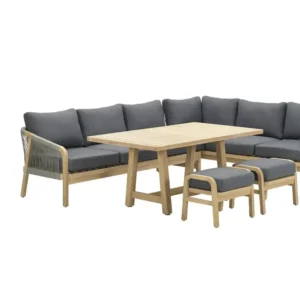 Santos lounge-diningset-5-dlg-links-acacia white wash-dgrijs-mgrey Garden Impressions