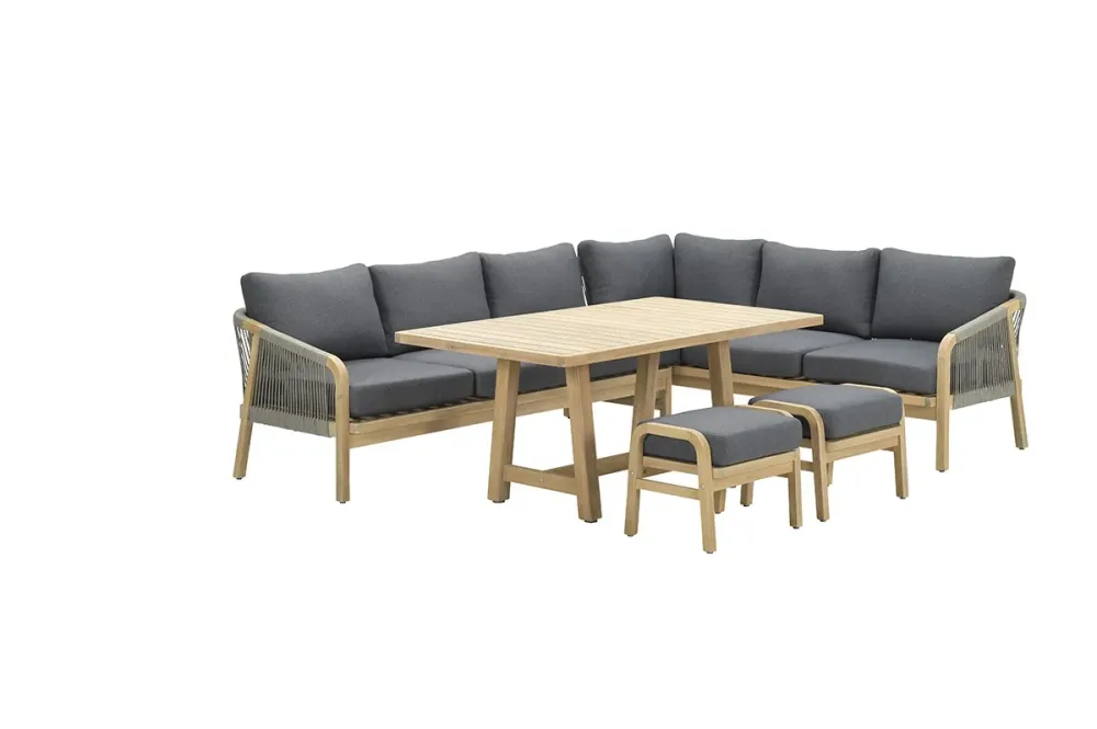 Santos lounge-diningset-5-dlg-links-acacia white wash-dgrijs-mgrey Garden Impressions