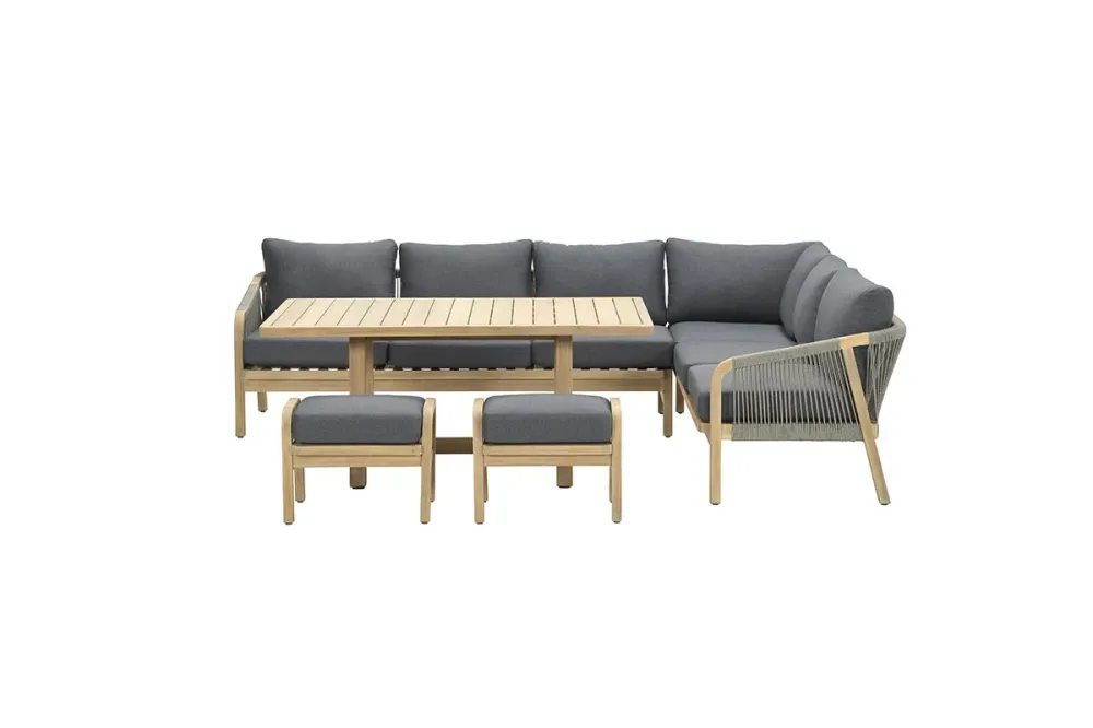 Santos lounge-diningset-5-dlg-links-acacia white wash-dgrijs-mgrey Garden Impressions