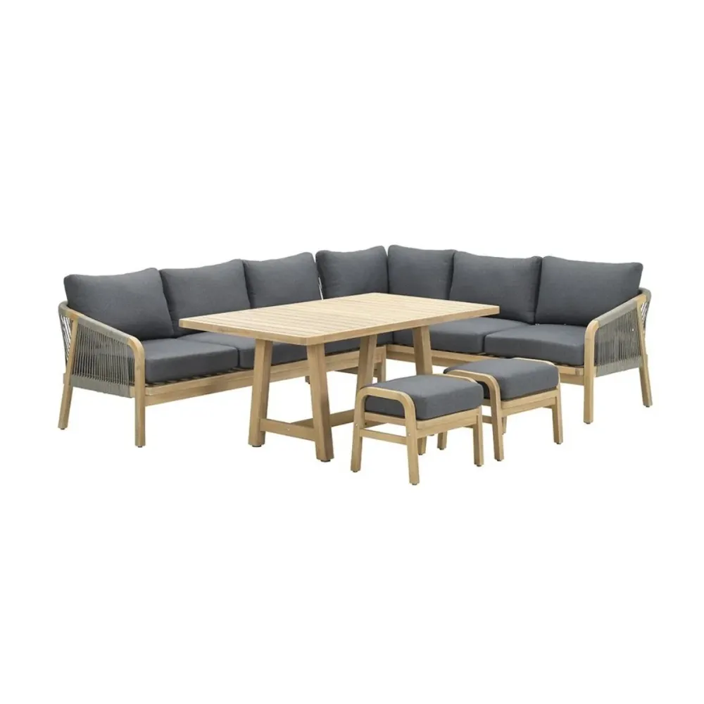 Santos lounge-diningset-5-dlg-links-acacia white wash-dgrijs-mgrey Garden Impressions