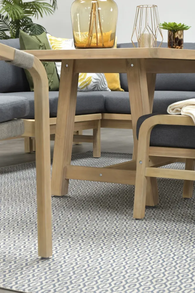 Santos lounge-diningset-5-dlg-links-acacia white wash-dgrijs-mgrey Garden Impressions