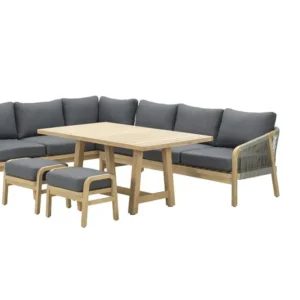Santos lounge-diningset-5-dlg-links-acacia white wash-dgrijs-mgrey Garden Impressions