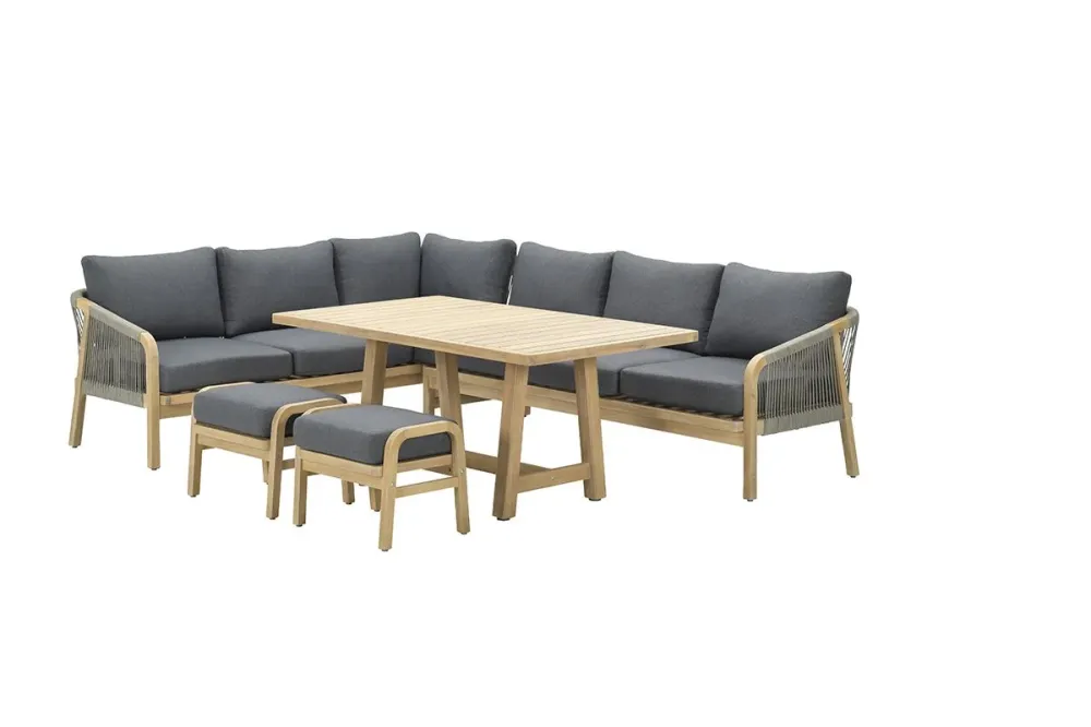 Santos lounge-diningset-5-dlg-links-acacia white wash-dgrijs-mgrey Garden Impressions