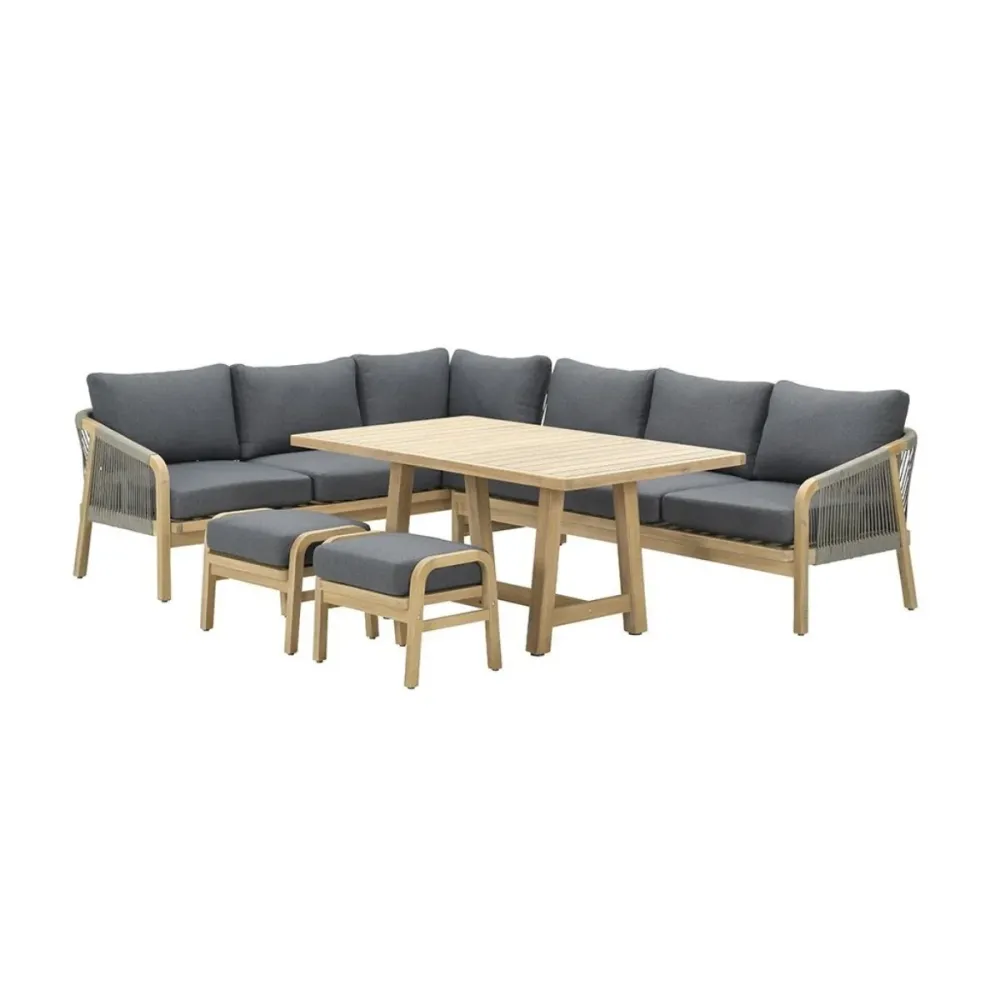 Santos lounge-diningset-5-dlg-links-acacia white wash-dgrijs-mgrey Garden Impressions