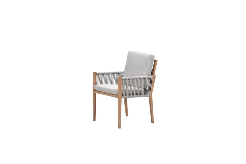 Sardinia dining fauteuil - light teaklook - TPU rope sand - dark sand Garden Impressions
