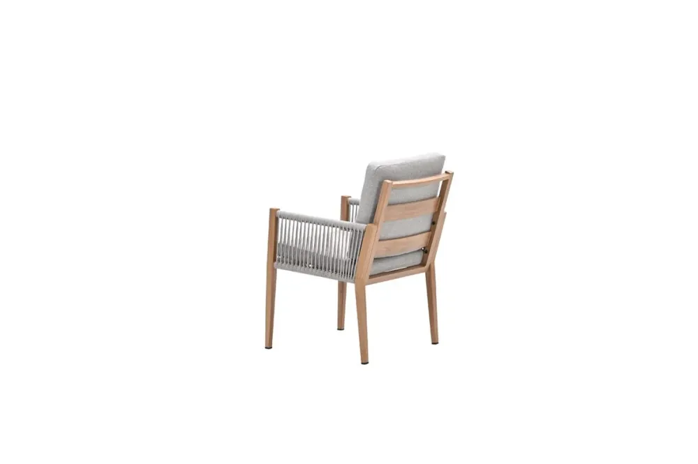 Sardinia dining fauteuil - light teaklook - TPU rope sand - dark sand Garden Impressions