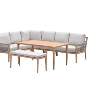 Sardinia lounge-diningset - aluminium met houtlook - 7-persoons Garden Impressions