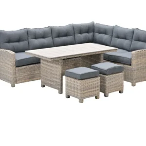 Seagull lounge-diningset - 5-delig - rechts - vintage willow - zwart Garden Impressions