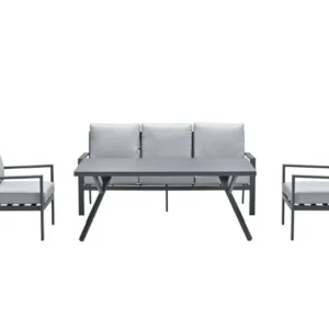Sergio lounge-dining sofa set - 4-delig - carbon black - licht grijs Garden Impressions