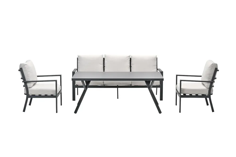 Sergio lounge-dining sofa set - 4-delig - carbon black - desert sand Garden Impressions