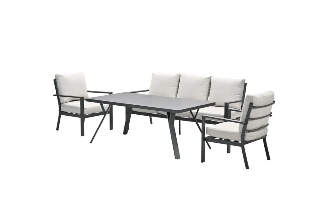 Sergio lounge-dining sofa set - 4-delig - carbon black - desert sand Garden Impressions