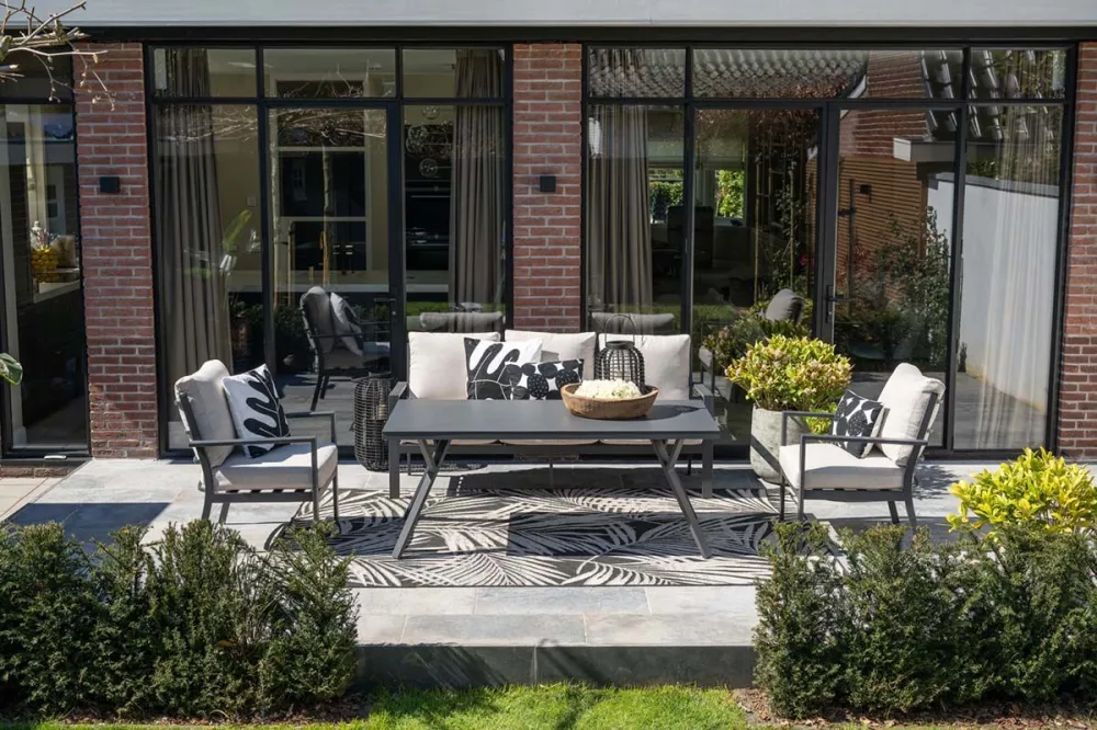 Sergio lounge-dining sofa set - 4-delig - carbon black - desert sand Garden Impressions