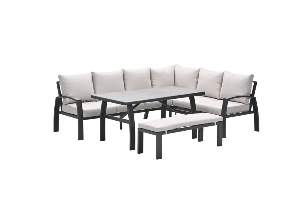 Vasano lounge-dining hoekset - rechts - 4-dlg. - c.black - sand Garden Impressions