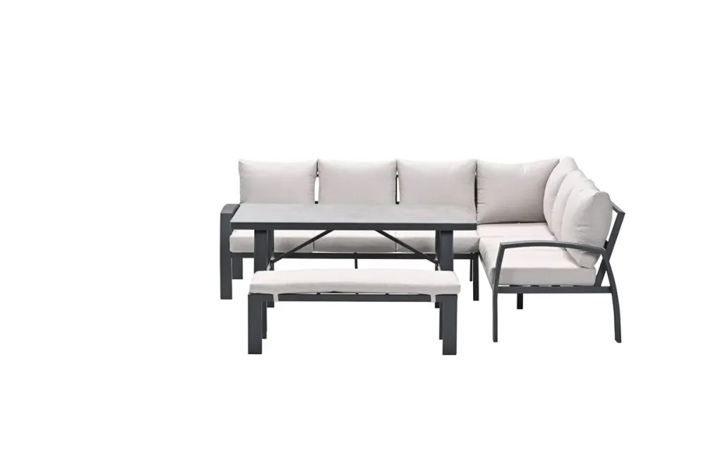 Vasano lounge-dining hoekset - rechts - 4-dlg. - c.black - sand Garden Impressions