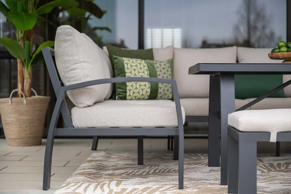 Vasano lounge-dining hoekset - rechts - 4-dlg. - c.black - sand Garden Impressions
