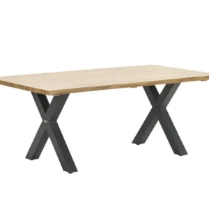 Zeus dining tafel - 180x100 cm - carbon black - teak look Garden Impressions