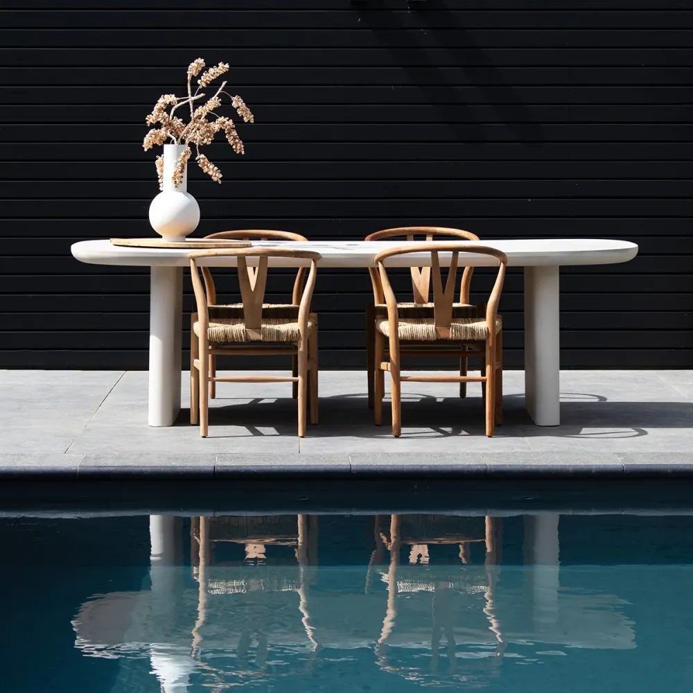 Giga Meubel Tuintafel Maya - Deens Ovaal - Beige Betonlook - 240x100x75cm
