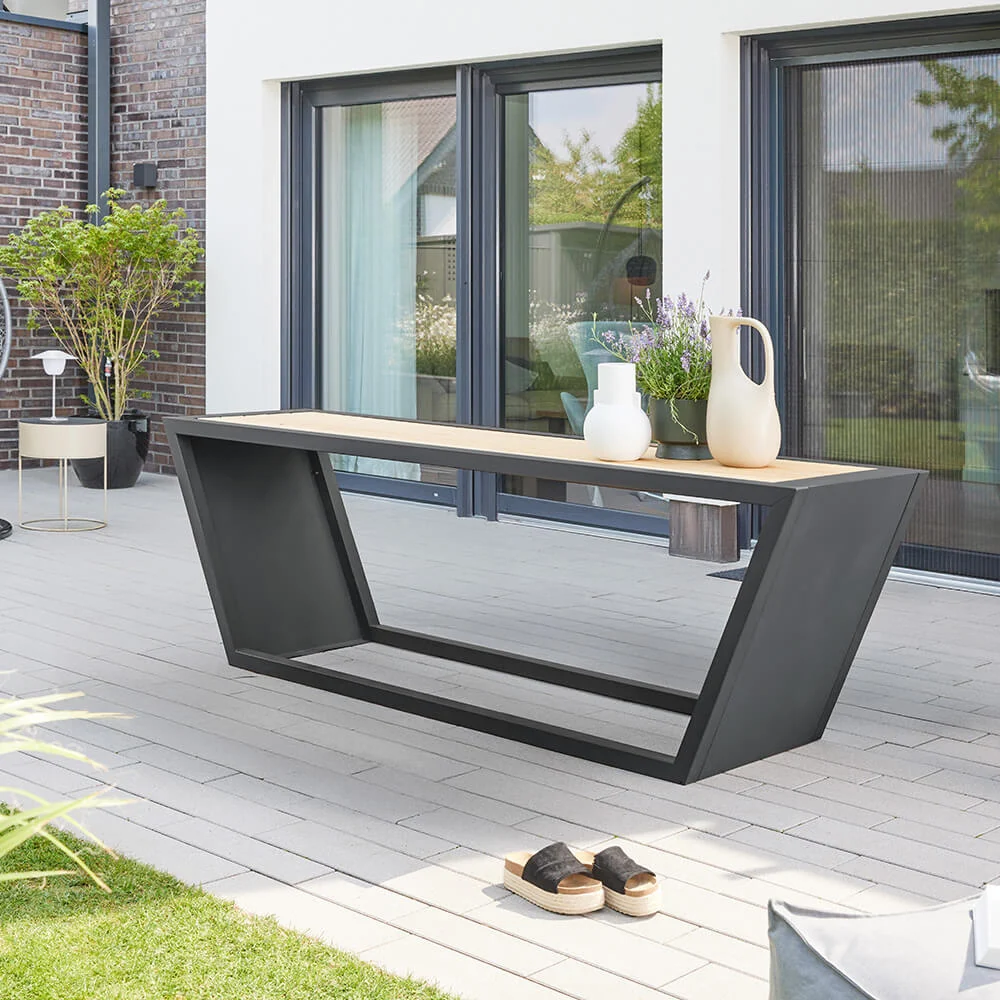 HOME DELUXE KOBON antraciet stalen zitset - Made Germany - 1 x tafel