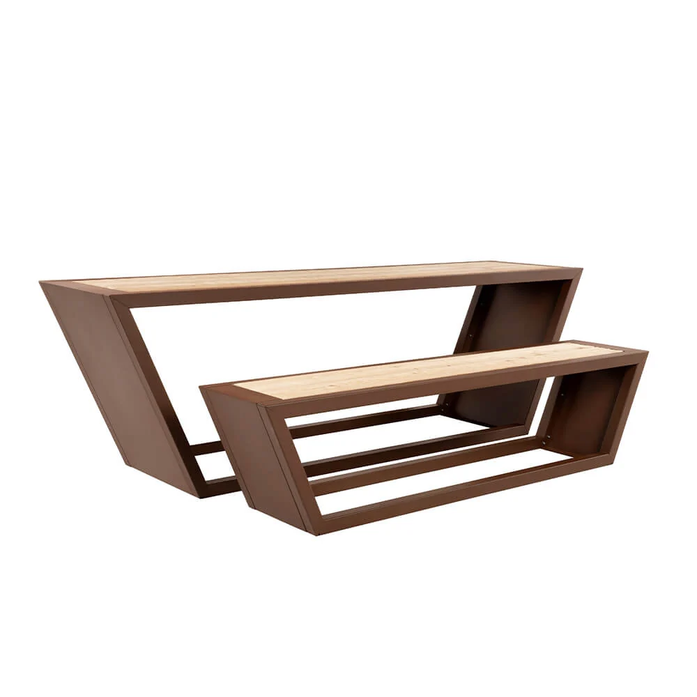 HOME DELUXE Stalen zitset KOBON Bruin - Made Germany - 1 x bank + 1 x tafel