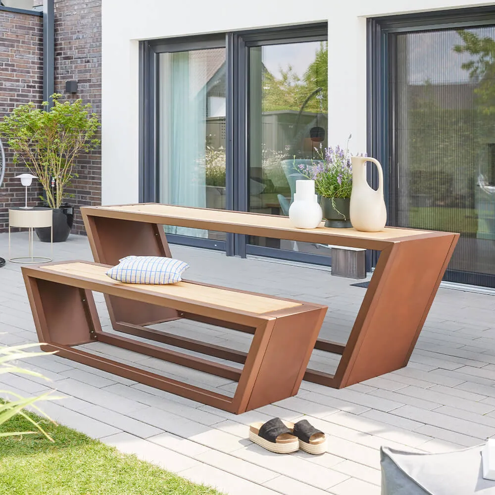 HOME DELUXE Stalen zitset KOBON Bruin - Made Germany - 1 x bank + 1 x tafel