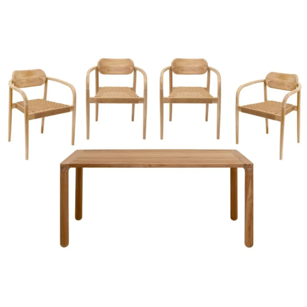 Kare Design Tuinmeubilair Bella tafel 180x90cm en 4 stoelen