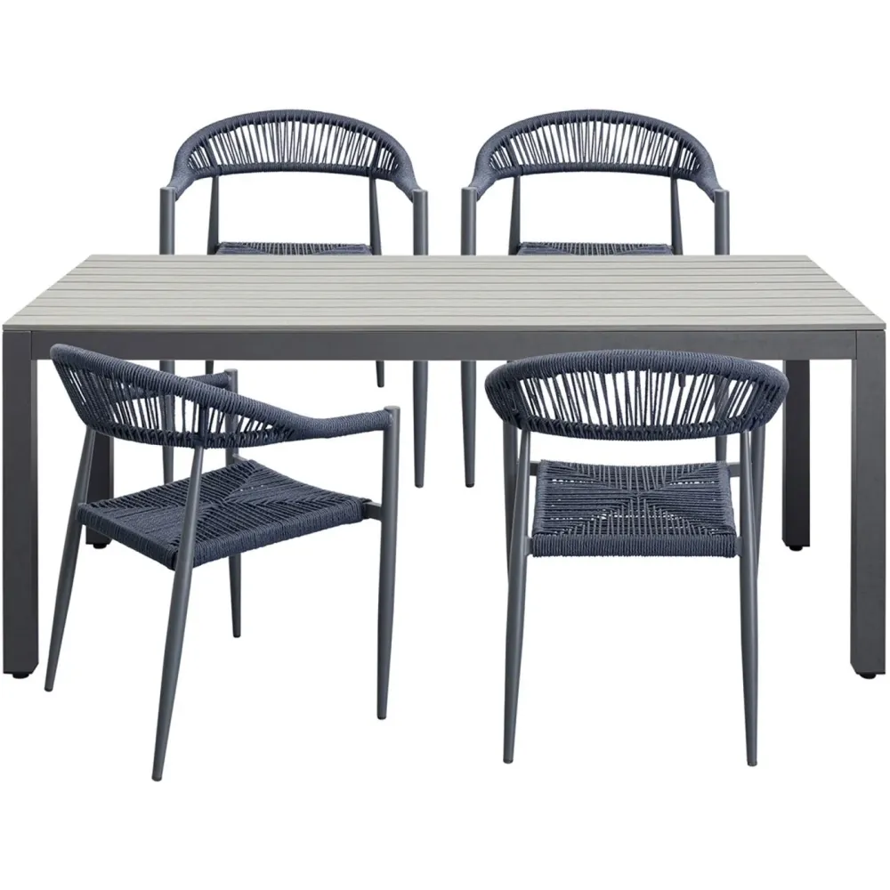 Kare Design Tuinmeubilair Sorrento tafel en 4 stoelen blauw