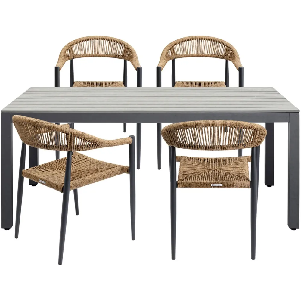 Kare Design Tuinmeubilair tafel en 4 stoelen Sorrento nature