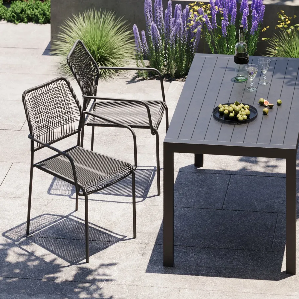 Kare Design Tuinstoel met armleuningen Madagascar antraciet