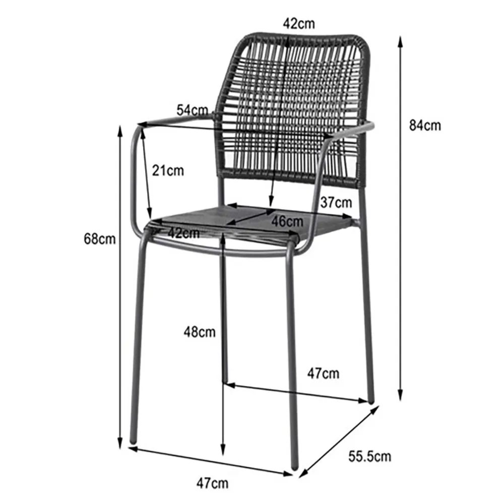 Kare Design Tuinstoel met armleuningen Madagascar antraciet