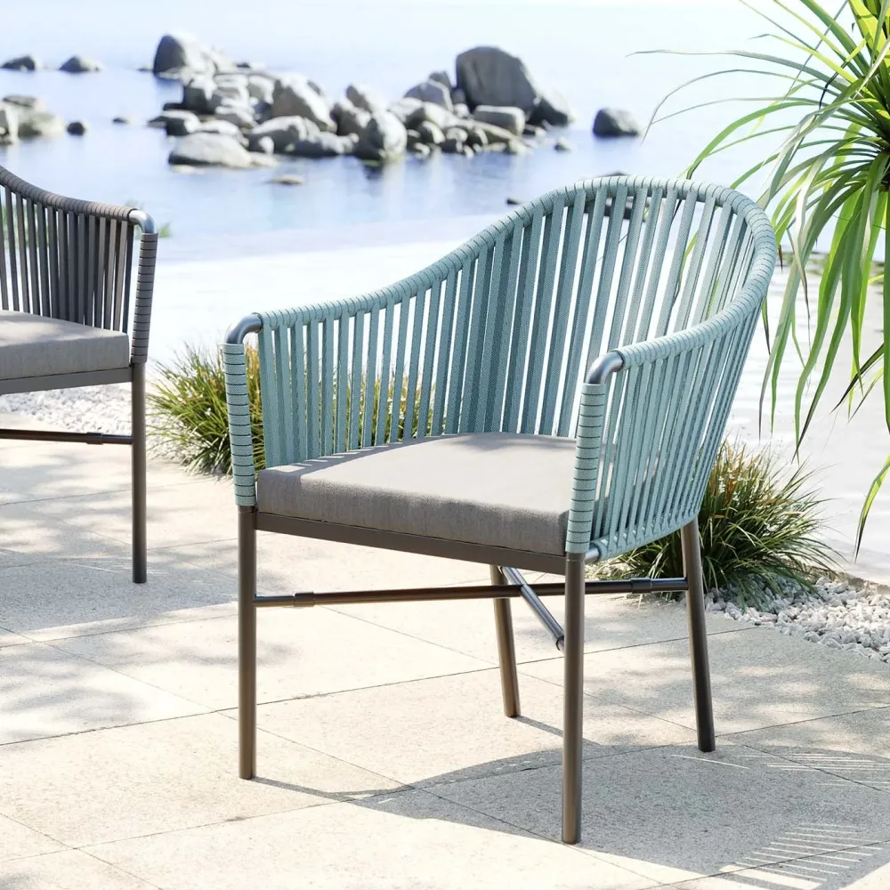 Kare Design Tuinstoel met armleuningen Santanyi blauw