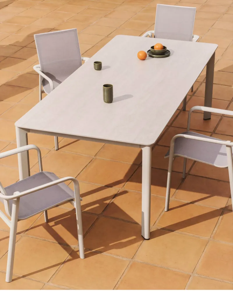 Kave Home Anafi tuintafel 220x100 cm Ecru