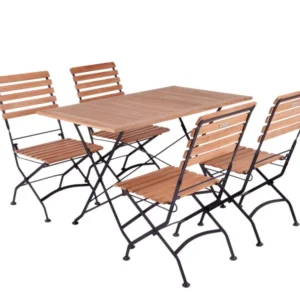 MaximaVida inklapbare acacia tuinset Toscana 120 cm zwart - stoelen zonder armleuning