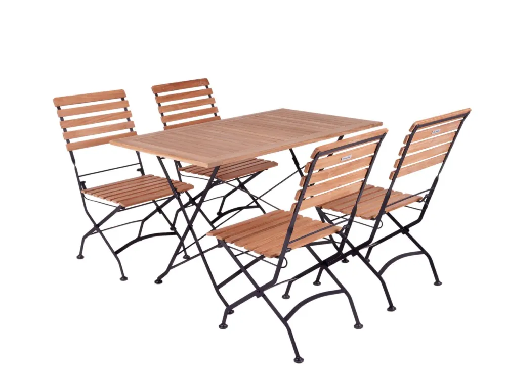 MaximaVida inklapbare acacia tuinset Toscana 120 cm zwart - stoelen zonder armleuning