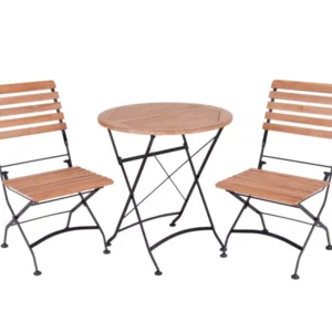 MaximaVida inklapbare ronde acacia bistroset Toscana 70 cm zwart - stoelen zonder armleuning