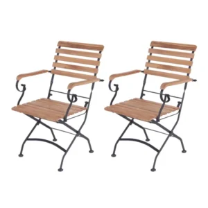MaximaVida inklapbare tuinstoel Toscana met armleuning zwart 2 stuks - 100% FSC excellent acacia
