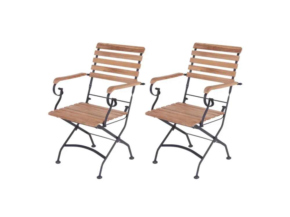MaximaVida inklapbare tuinstoel Toscana met armleuning zwart 2 stuks - 100% FSC excellent acacia