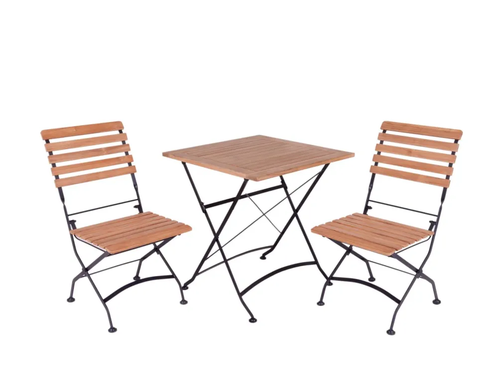 MaximaVida inklapbare vierkante acacia bistroset Toscana 70 cm zwart - stoelen zonder armleuning