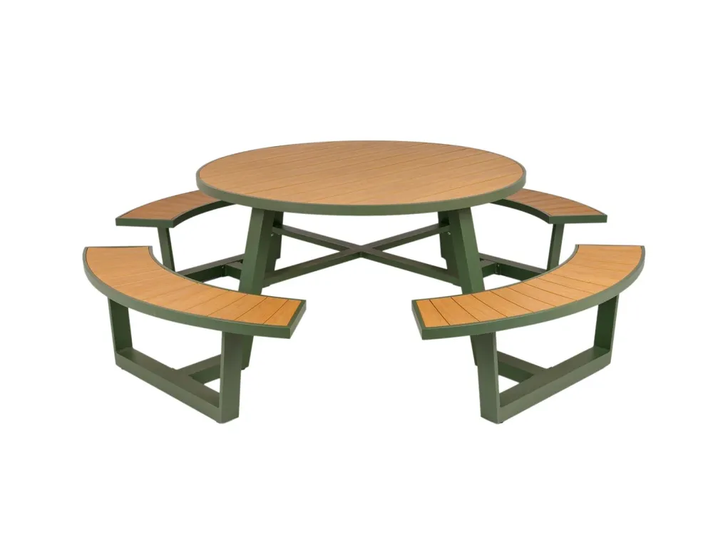 MaximaVida ronde aluminium picknicktafel Bermuda Ø 250 cm olijfgroen
