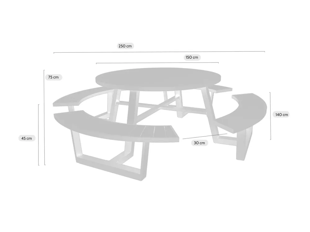 MaximaVida ronde aluminium picknicktafel Bermuda Ø 250 cm olijfgroen